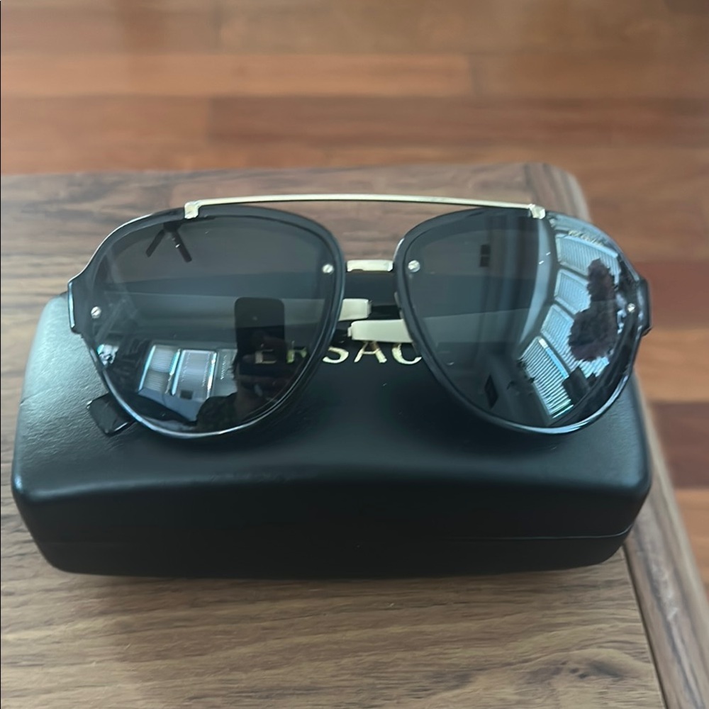 Versace Black Aviator Sunglasses
